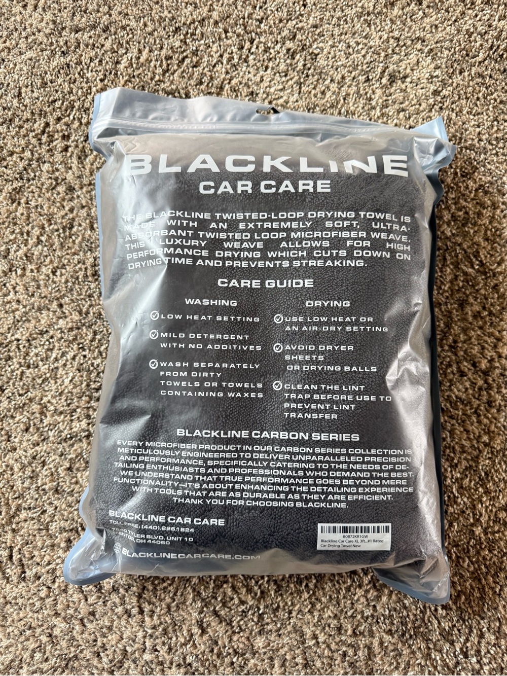 NEW Blackline Car Care Twisted-Loop Microfiber Drying Towel - Black - Picture 3 of 3